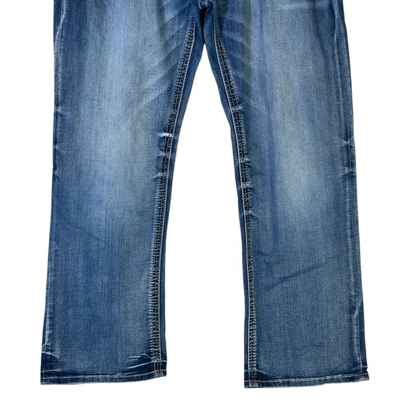 BKE Tyler BootcutJeans Mens 38S Medium Wash Stretch Whiskered Faded Y2K Western - Picture 3 of 8